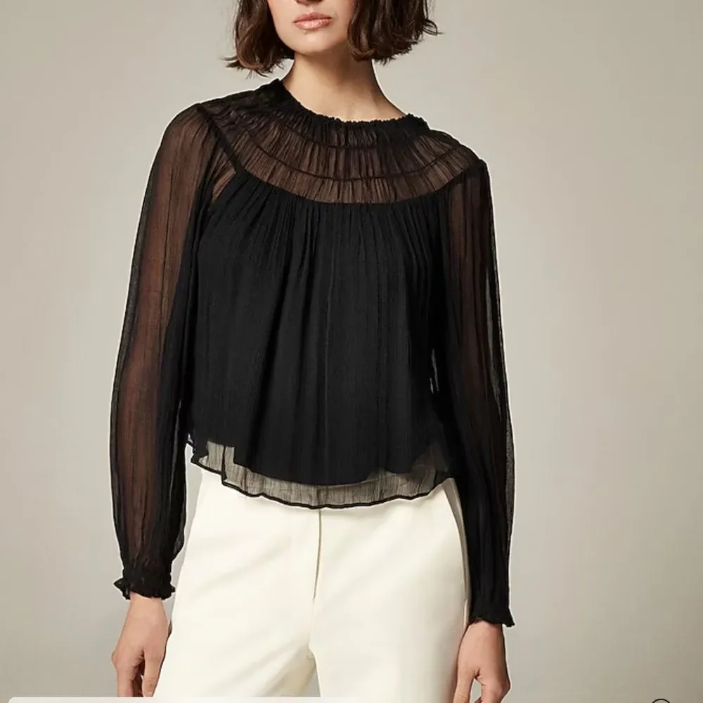 NWT J Crew Drapey Shirred Top In Crinkle Capri Sz S